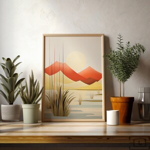 Boho Abstract Minimalist Wall Art Print, Landscape, Modern Minimalist Boho Wall Art Poster Print, Digital Download, Printable Art,
