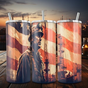 Oil Rig Tumbler PNG Wrap Oilfield Worker Tumbler Sublimation Digital Download For 20oz Skinny Tumblers 300 DPI PNG Digital Download
