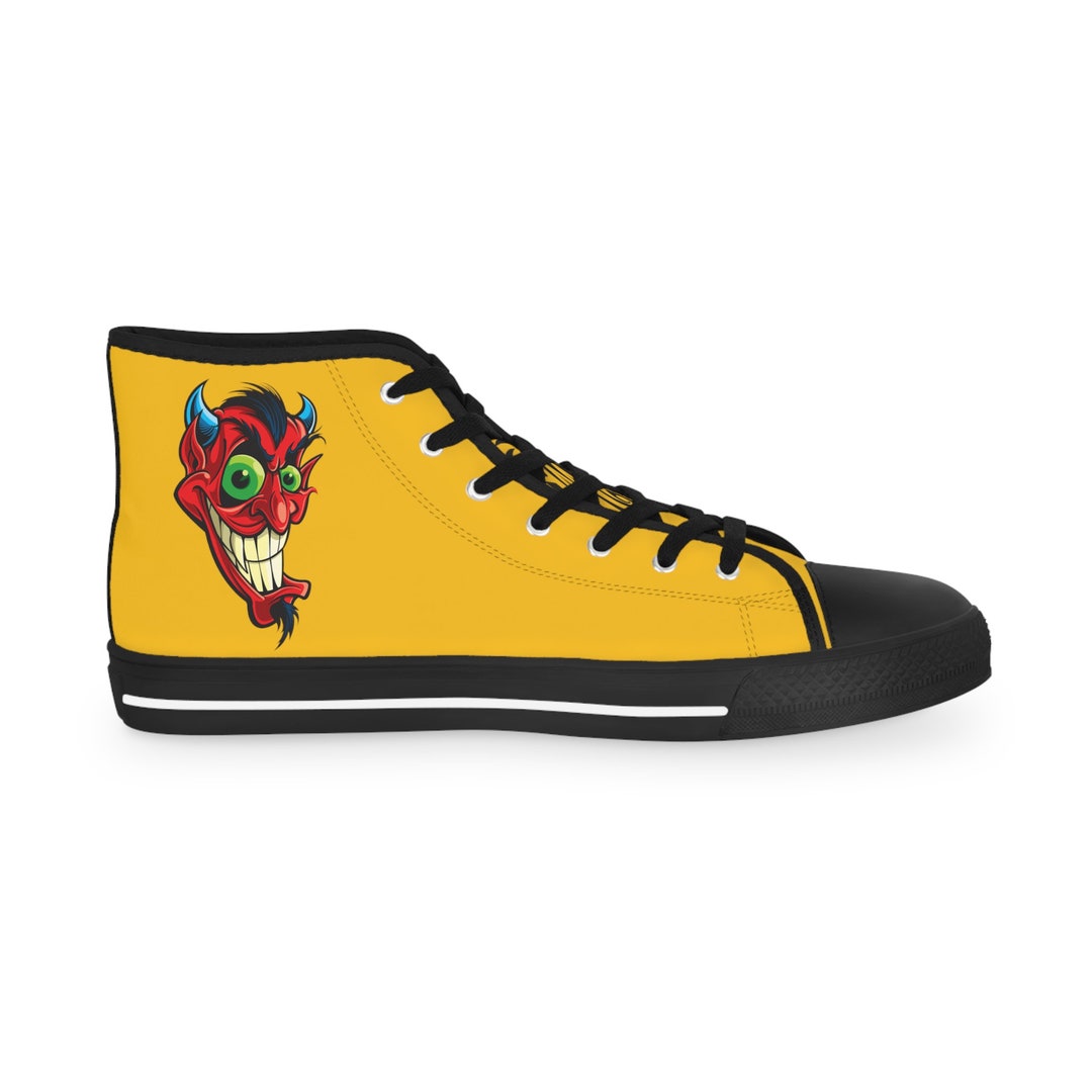 Men's Devil Yellow High Top Sneakers Etsy