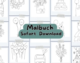 Malbuch mit Hochzeitsmotiven || Download Beschäftigung Gastgeschenk Kinder