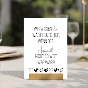 Digital Wedding Sign Memorial Sign Remembrance &quot;if heaven were not so far away&quot; A4 Remembrance Deceased Poster