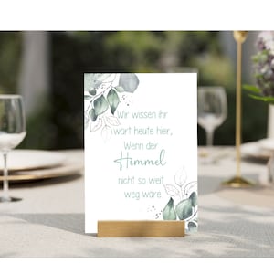 Digital Wedding Sign Memorial Sign Remembrance &quot;if heaven were not so far away&quot; A4 Remembrance Deceased Poster