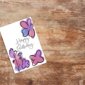 Geburtstagskarte, Aquarell, Grußkarte, Geschenk, Herzen, für dich, Geburtstag, Aufmerksamkeit, Geldgeschenk
