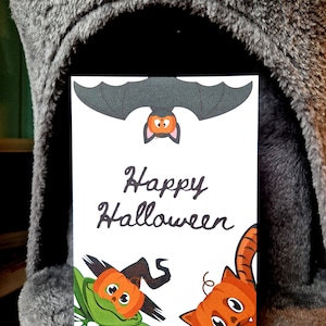 Joyeux Halloween | Carte d'Halloween | saison effrayante | Chauve-souris noire | Carte personnalisée | Vierge