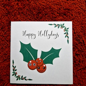 Buone vacanze / Agrifoglio / Cartolina di Natale / Cartolina di Buon Natale / Cartolina festiva / Cartolina di Natale / Cartolina di Natale divertente / Gioco di parole natalizio / Punny