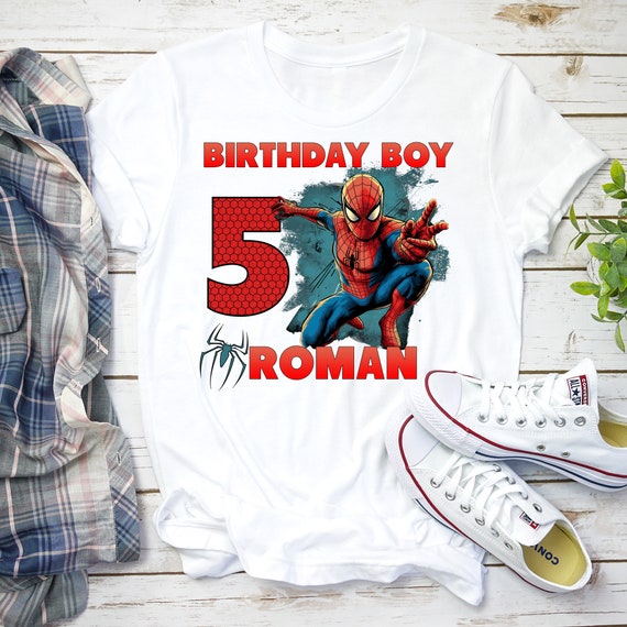 SPIDERMAN BIRTHDAY T-SHIRT Personalized Any Name/Age Toddler to Adult