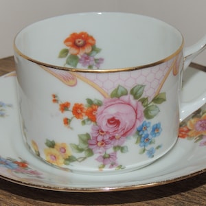 Vintage Epiag Czechoslovakia Braut Rose (Weiß) Flache Tasse mit Untertasse (um 1930)
