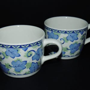 Vintage Pfaltzgraff Flat Cup/Mug, Design is Blue Isle; set of 2