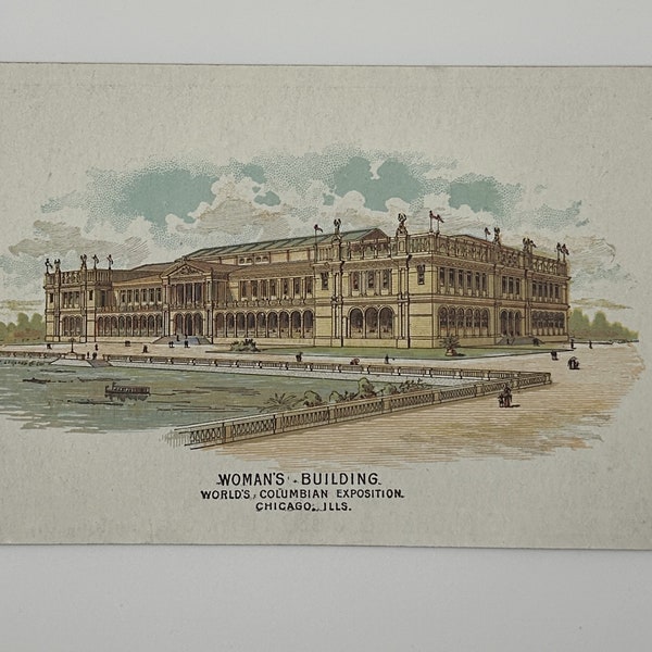 1893 Columbia World's Fair Chicago Woman's Building Bucher & Gibbs Plow Co. Trade Card