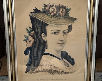 Antique Currier & Ives &quot;Beauty of the Atlantic&quot; an Original Currier and Ives Lithograph (1845)