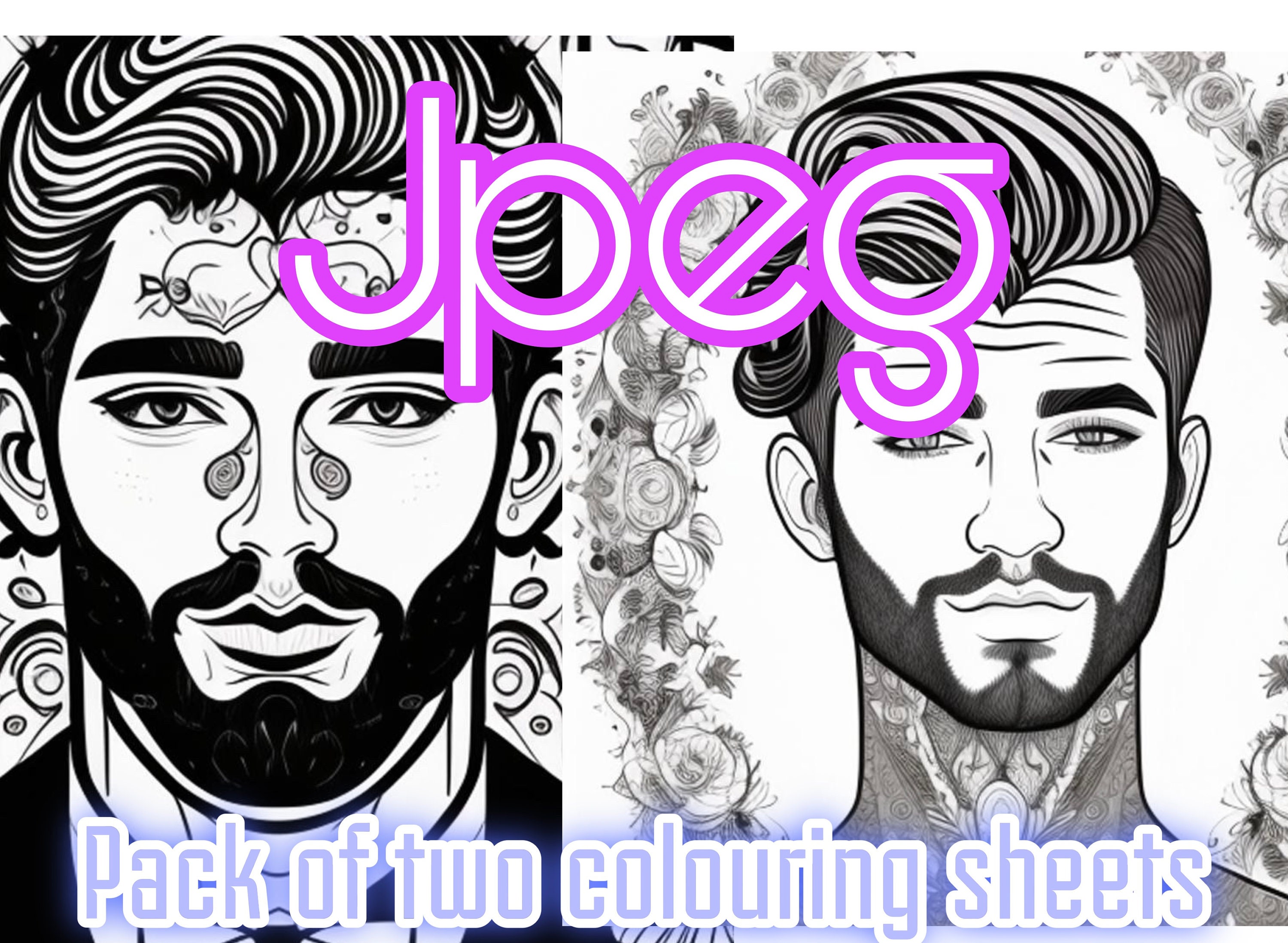 Handsome Men premium Coloring Page Printable Adult Women - Etsy