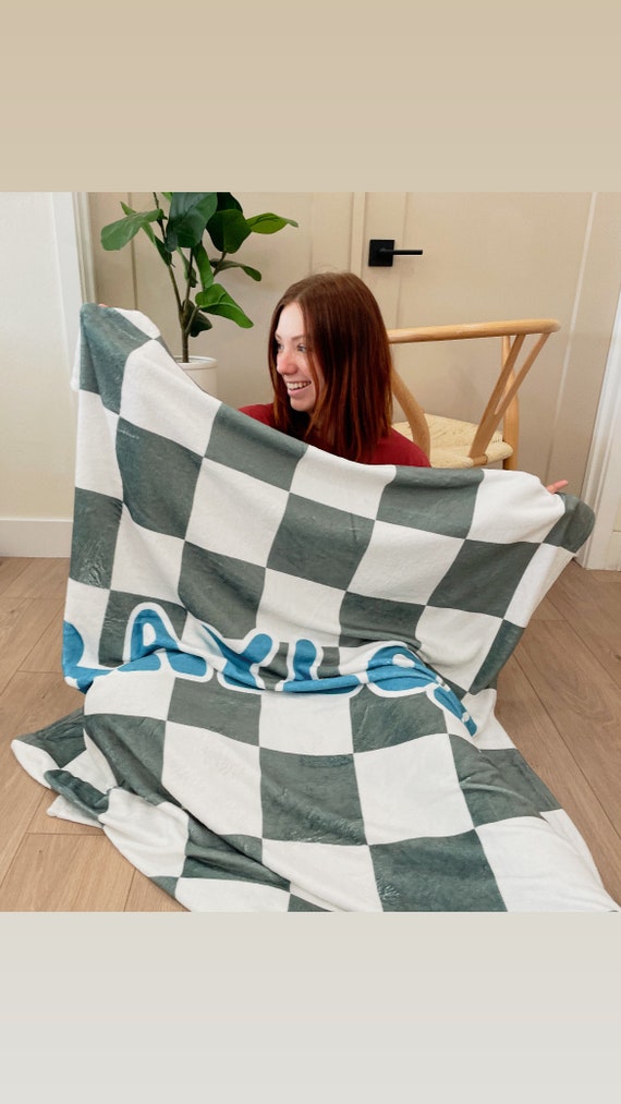 Personalized Checkered Blanket Custom Name Blanket Baby Shower Gift Baby Blanket Kids Name Personalized Gift Custom Gift Retro Boys Blanket Etsy Canada