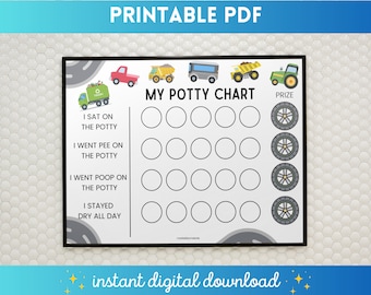 Potty Chart | Trucks Potty Chart | Reward Chart | Toddler Printables | Kids Printables | Potty Training