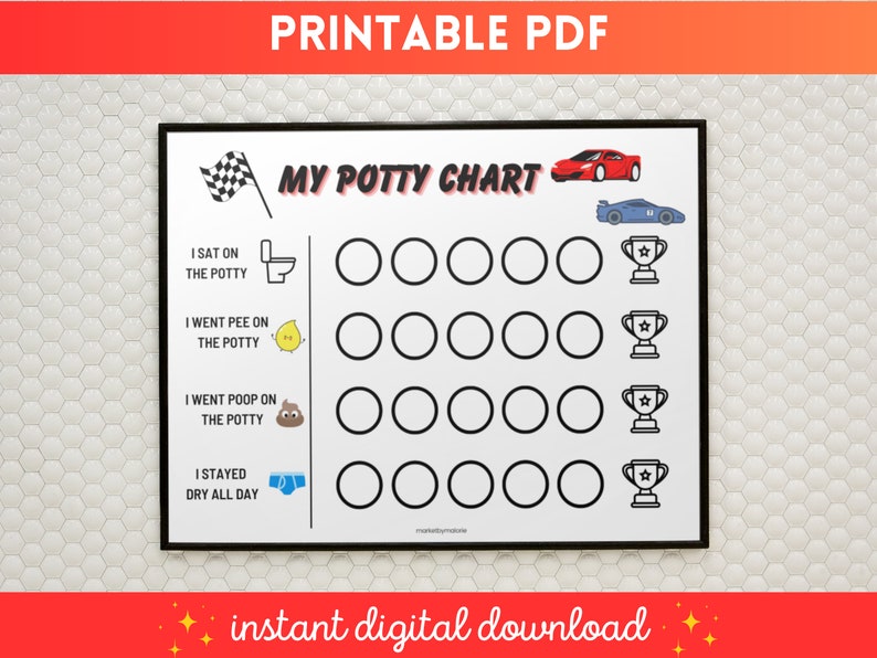 Potty Chart Boys Race Car Potty Chart Reward Chart Etsy