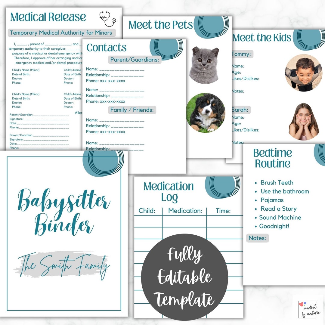 Babysitter Binder Editable Template Babysitter Guide Printable Nanny Babysitter Binder Editable Template Babysitter Guide Printable Nanny
