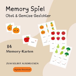 Gioco di memoria I Gioco educativo I Carte I Frutta e verdura I PDF I Stampabili I Bambini I Montessori I Schede illustrate I Memory