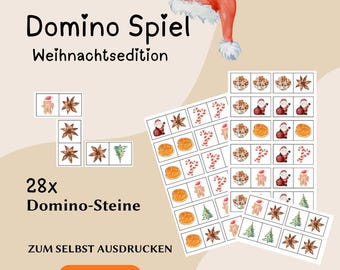 Domino Spiel I Weihnachtsedition I  Spiel Adventszeit | PDF | Digitaler Download | DIN A4 | Spiel für die Weihnachtsfeier