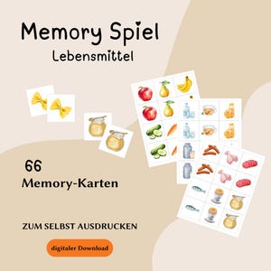 Memory Spiel I Lernspiel I Karten I PDF I Zum Ausdrucken I Kinder I Montessori I Bildkarten I Gedächtnis I Lebensmittel I Ernährung