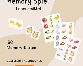 Memory game I Educational game I Cards I PDF I Printable I Children I Montessori I Picture cards I Memory I Food I Nutrition