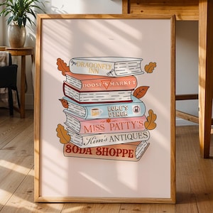 Gilmore Print // Arte de parede de pilha de livros para presente de amante de livros Gilmore TV Show Inspirado Outono Outono Nova decoração para casa Sem moldura 5x7 A4 A3 A2 Pôster