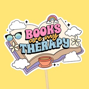 Pegatinas para amantes de los libros // Pegatinas aptas para lavavajillas, Los libros son mi terapia, Pegatinas impermeables para botellas de agua, Pegatinas para Kindle, Regalo para amantes de los libros
