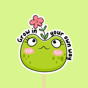 Süßer Frosch Aufkleber // Self Care Zitat Wasserdichter Aufkleber für Wasserflaschen Frosch Liebhaber Geschenk Illustrierter Tier Aufkleber Mentale Gesundheit -C008