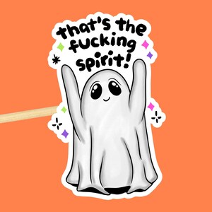 Naklejka na ducha // Zabawna wodoodporna naklejka Modny cytat na Halloween Naklejka prezent Przekleństwo Słowo ręcznie robione Uroczy upiorny wystrój butelki na wodę