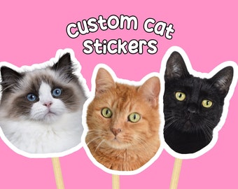 Custom Cat Sticker // Dishwasher Safe Stickers, Personalised Pet Sticker, Pet Portrait Decal, Unique Pet Gift Idea, Cat Keepsake, Waterproof