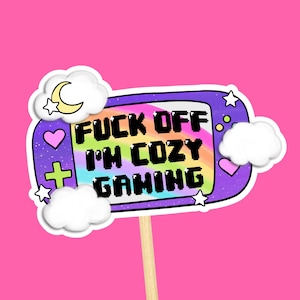 Gemütlicher Gaming Aufkleber // Lustiger wasserdichter Aufkleber Aufkleber Fluchen Cuss Wort Humor Zitat, Wasserflasche Aufkleber, Laptop Dekoration, Schalter Aufkleber