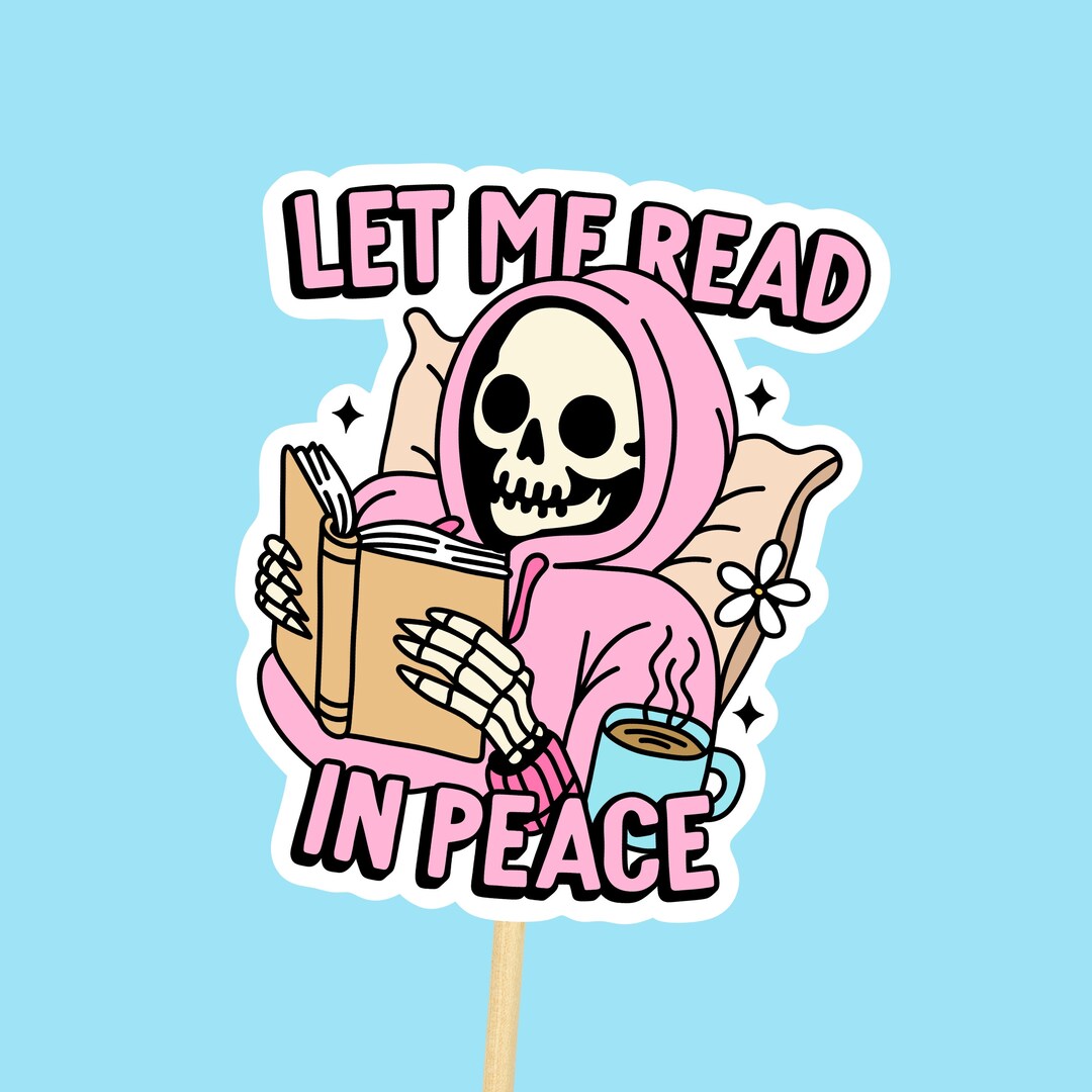 Bookish Sticker // Dishwasher Safe Stickers, Read in Peace, Waterproof Sticker for Water Bottles