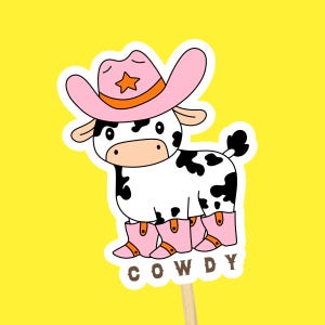 Koe sticker//grappige waterdichte sticker cowboy sticker Howdy Country Vibes Humor citaat waterfles westerse sticker laptop decoratie