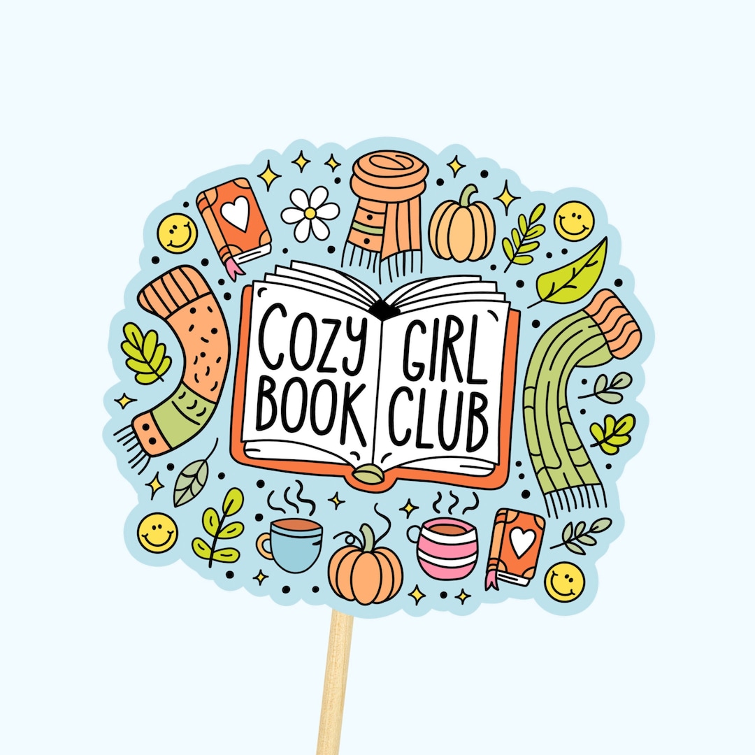 Cosy Bookish Sticker // Dishwasher Safe Stickers Book Club Etsy
