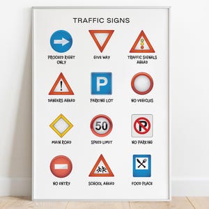 交通標識ポスター：モンテッソーリ保育園の壁アート（デジタルダウンロード）