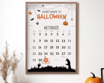 Spooky Halloween Countdown Calendar: Ghosts & Pumpkins (Digital Download)