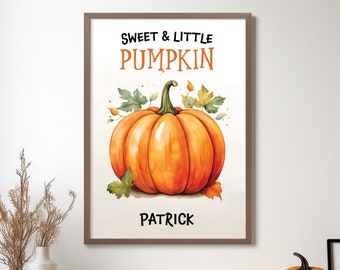 Personalized Pumpkin Nursery Print: Halloween Decor (Digital Download)