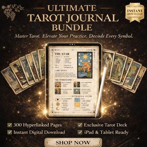 Tarot Journal Bündel, 300 Seiten mit Link, Digitales Notizbuch, 62 Legungen (Digitaler Download)
