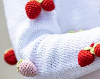 Patrón de tejido para cárdigan de fresas / Suéter de crochet 3D con bayas (patrón PDF)