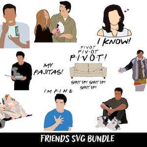 CHandler Bing SVG Bundle, Freunde JPG, CHandler Bing Shirt, Ross Geller Tee, Joey teilt kein Essen, Monica Seven Pin, Truthahnkopfszene