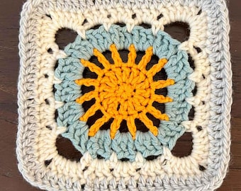 Sun Granny Square Crochet Pattern, Sunshine Motif PDF (Instant Download)