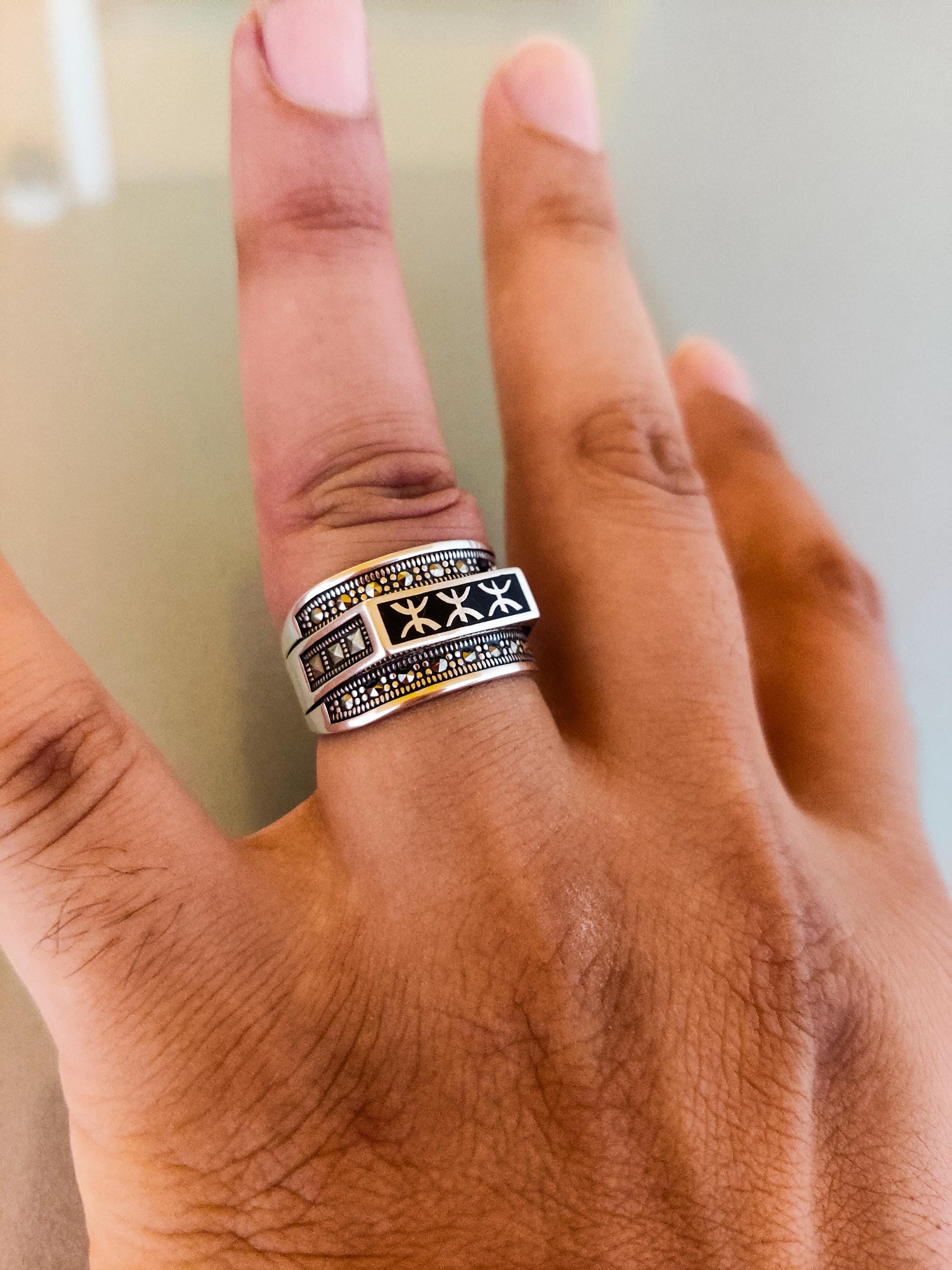 Bague Ancienne En Argent Massif 925 Style Amazigh (Berbère) - Occasion