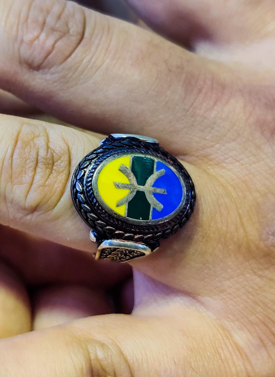Bague Ancienne En Argent Massif 925 - Style Et Symbole Amazigh (Berbère)