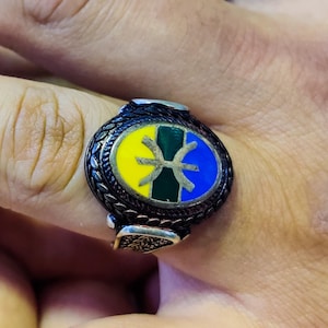 Antigo bague argent berbère amazigh marocain lettre tifinagh acessórios vintage amazigh berber prata 925 anel tifinagh carta cadeau, presente