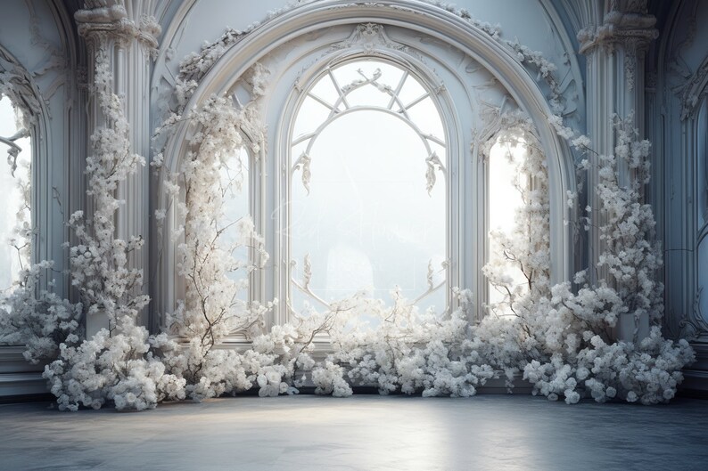 Luxury Window Digital Backdrop Bundle, Elegant White Room Backdrops ...