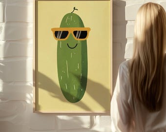 Rolig pickle-affisch med glasögon, finurlig köksaffisch