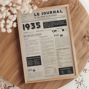 Póster de 1935, póster de periódico de nacimiento personalizado, regalo de 90 cumpleaños