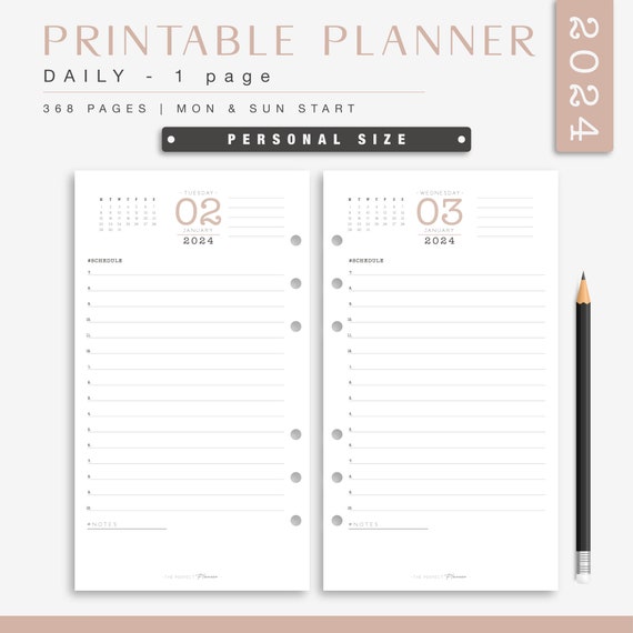 2024 Personal Daily Planner Inserts