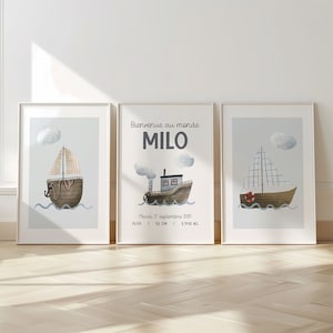 Poster di barche per la cameretta dei bambini, poster personalizzati per neonati, regalo per neonati