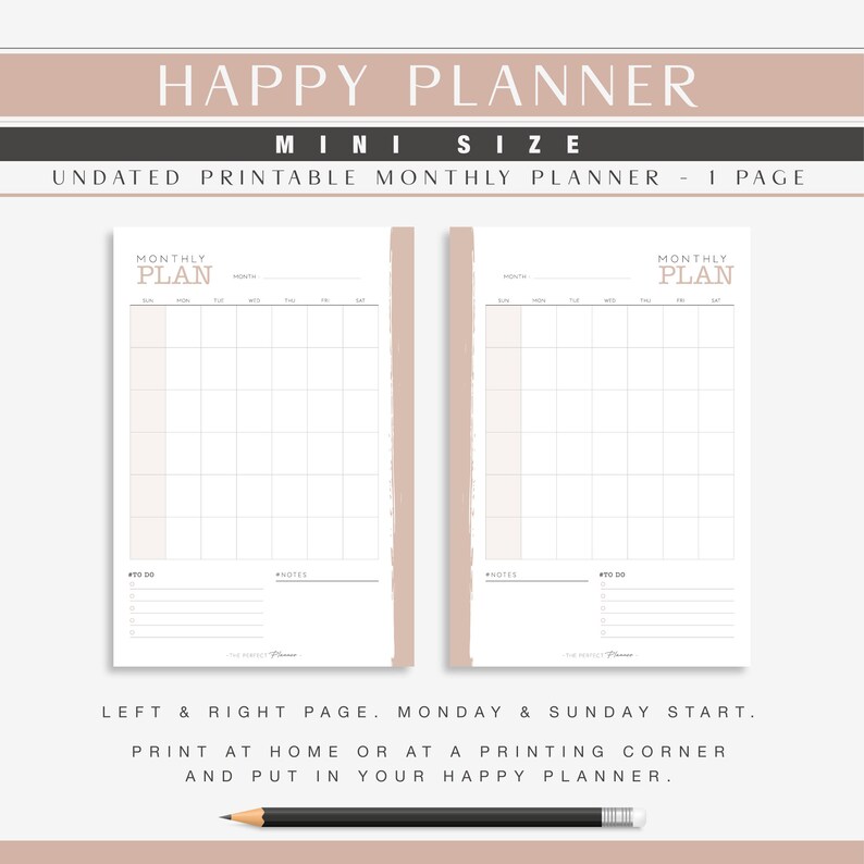 Monthly Mini Happy Planner Printable Day on 1 Page - Etsy