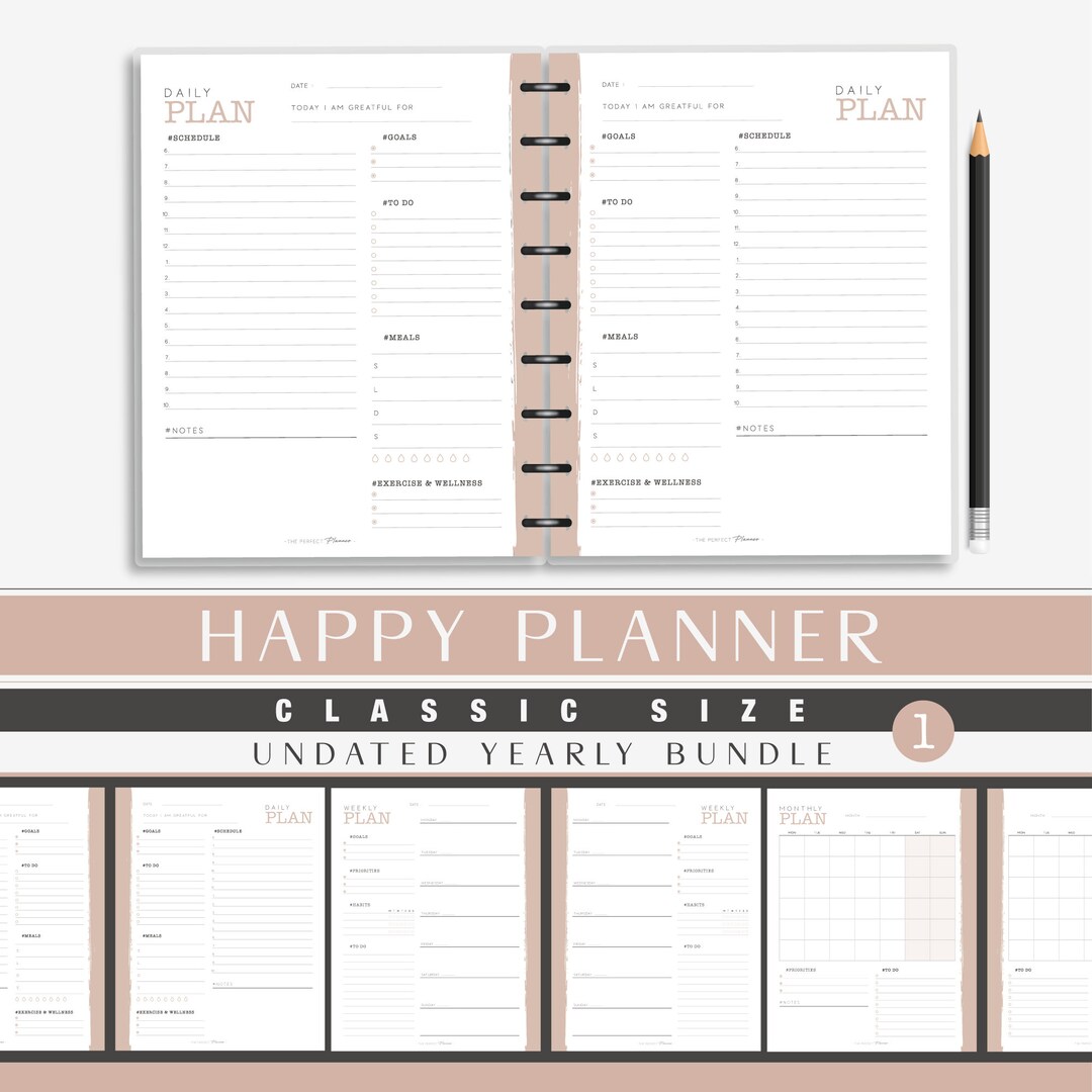 Happy Planner Classic Bundle Undated Daily, Weekly and Monthly ...