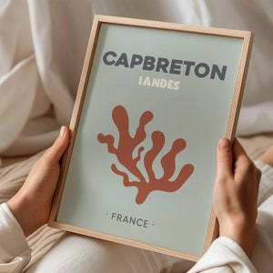 Capbreton France poster, Landes beach, preppy style, retro and abstract wall decoration of French coasts